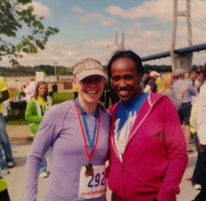 RRG and JJK at the finish of the Bridge the Gap half marathon in Quincy, IL 