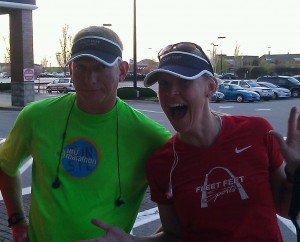 Rick and I after social run on Thursday.  He tried to hold me off, but I blew past him in that last mile.