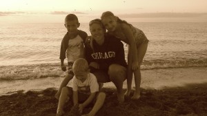 On the beach in MI with my babies