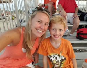 With my little buddy at Ethan's baseball game on the first day of school